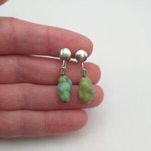 925 Sterling Silver Turquoise Stone Screw On Earrings A192